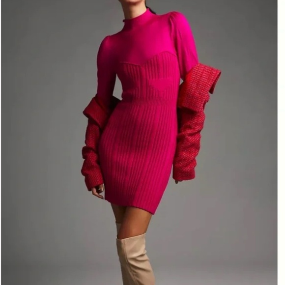 Turtleneck Sweater Hipster Hippie Art Chic Glam Romantic Sexy Sweetheart Dress - Picture 2 of 9